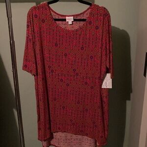 Lularoe large red with flower designs Irma shirt